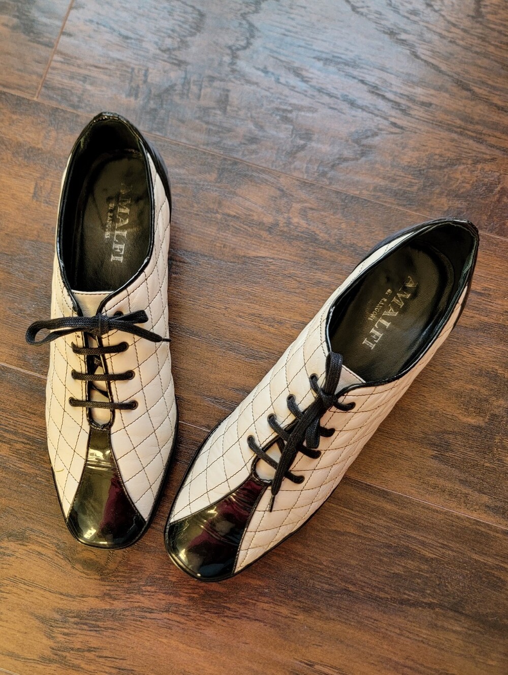 vintage amalfi rangoni lace up saddle jazz tap shoes italian patent leather 80s